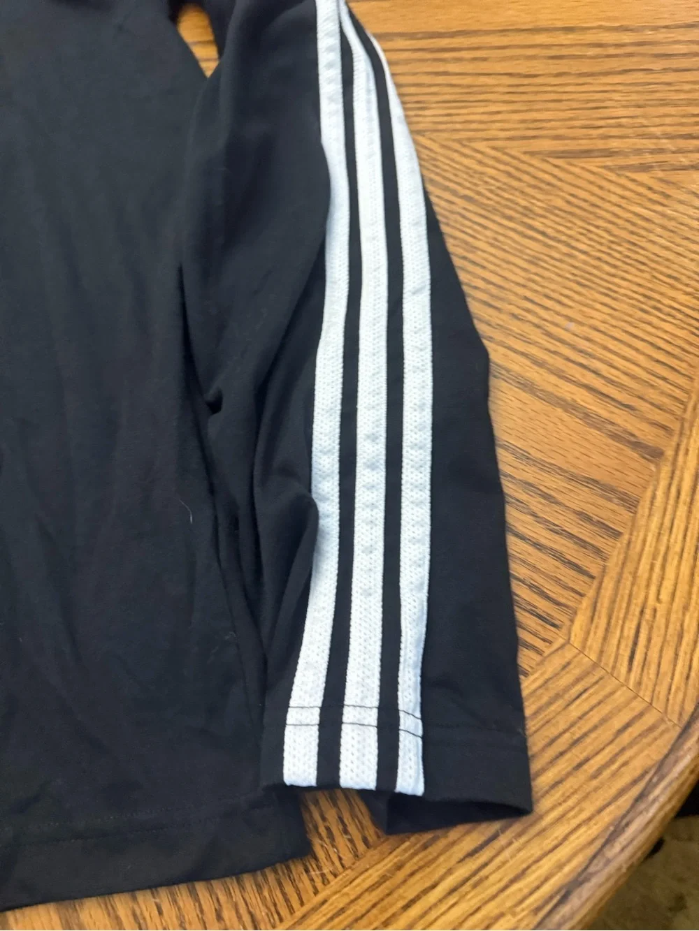 adidas Black Hooded Performance Jacket with White Stripes